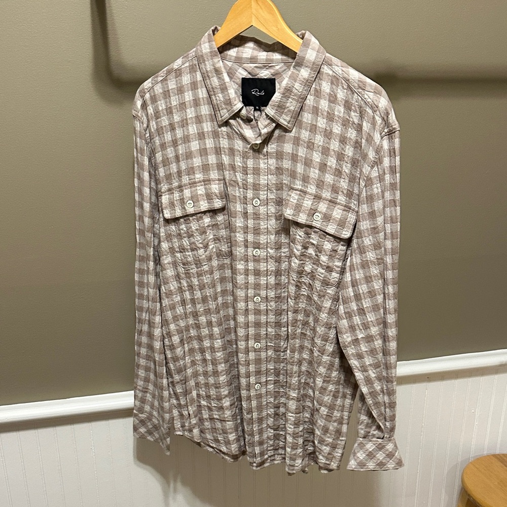 Rails Men's Casual Plaid Shirt in Brown and White